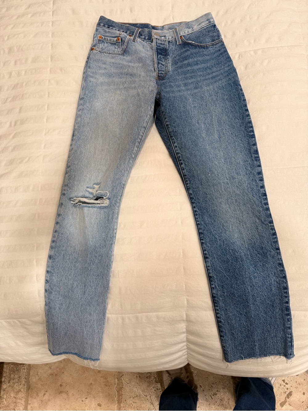 Levi's Two-Tone Light & Medium Blue Straight Leg Jeans